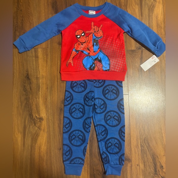 Marvel Toddler Boys 2 Piece Spider-Man Sweatshirt & Sweatpants Set - Red/Blue 2t - Picture 1 of 4
